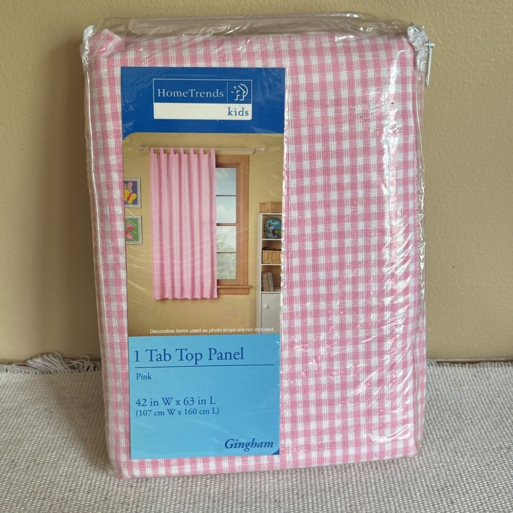 Pink Gingham Tab Top curtain panel Home Trends kids